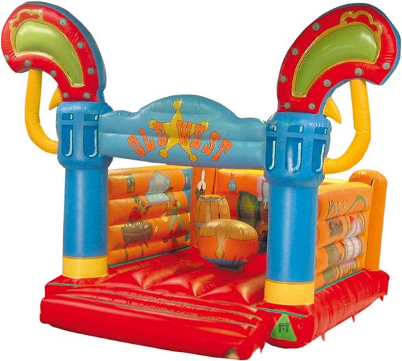 Hinchable con obstaculos 5x5x5 m modelo pistolas con 2 obstaculos