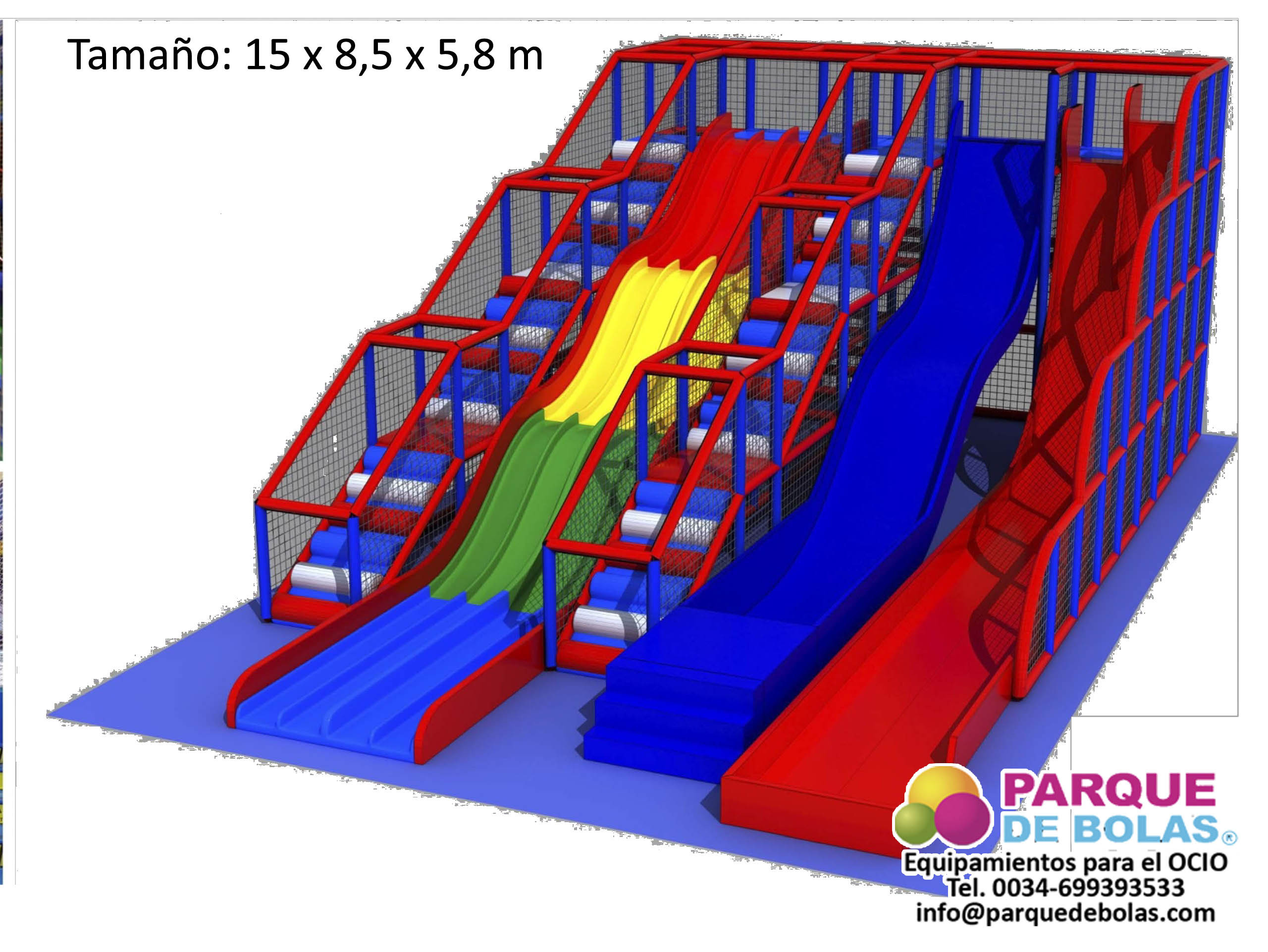 Parque de bolas COLORES 15 x 8,5 x 5,8 m