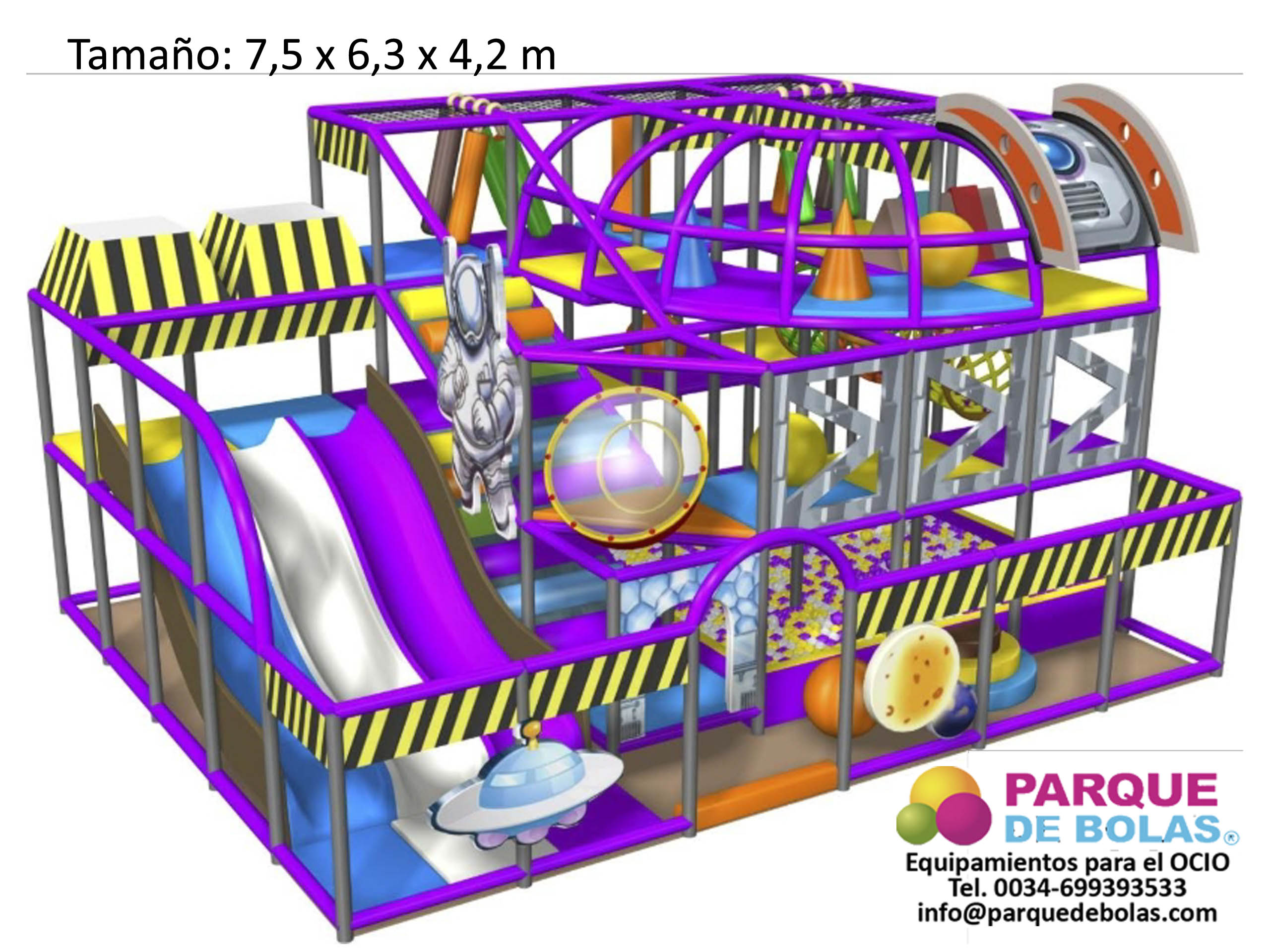 Parque de bolas OVNI 7,5 x 6,3 x 4,2 m