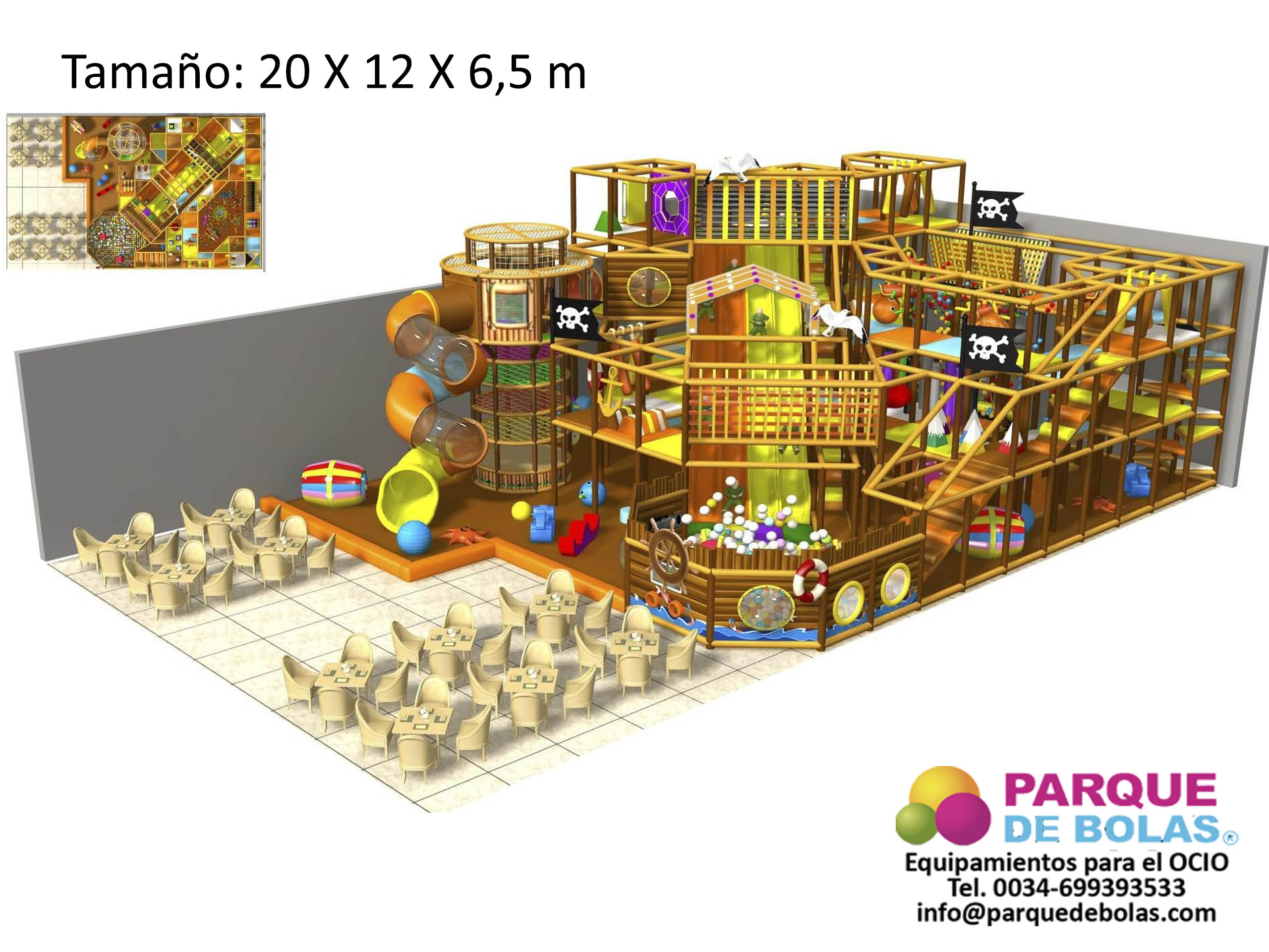 Parque de bolas PIRATAS 20 x 12 x 6,5 m