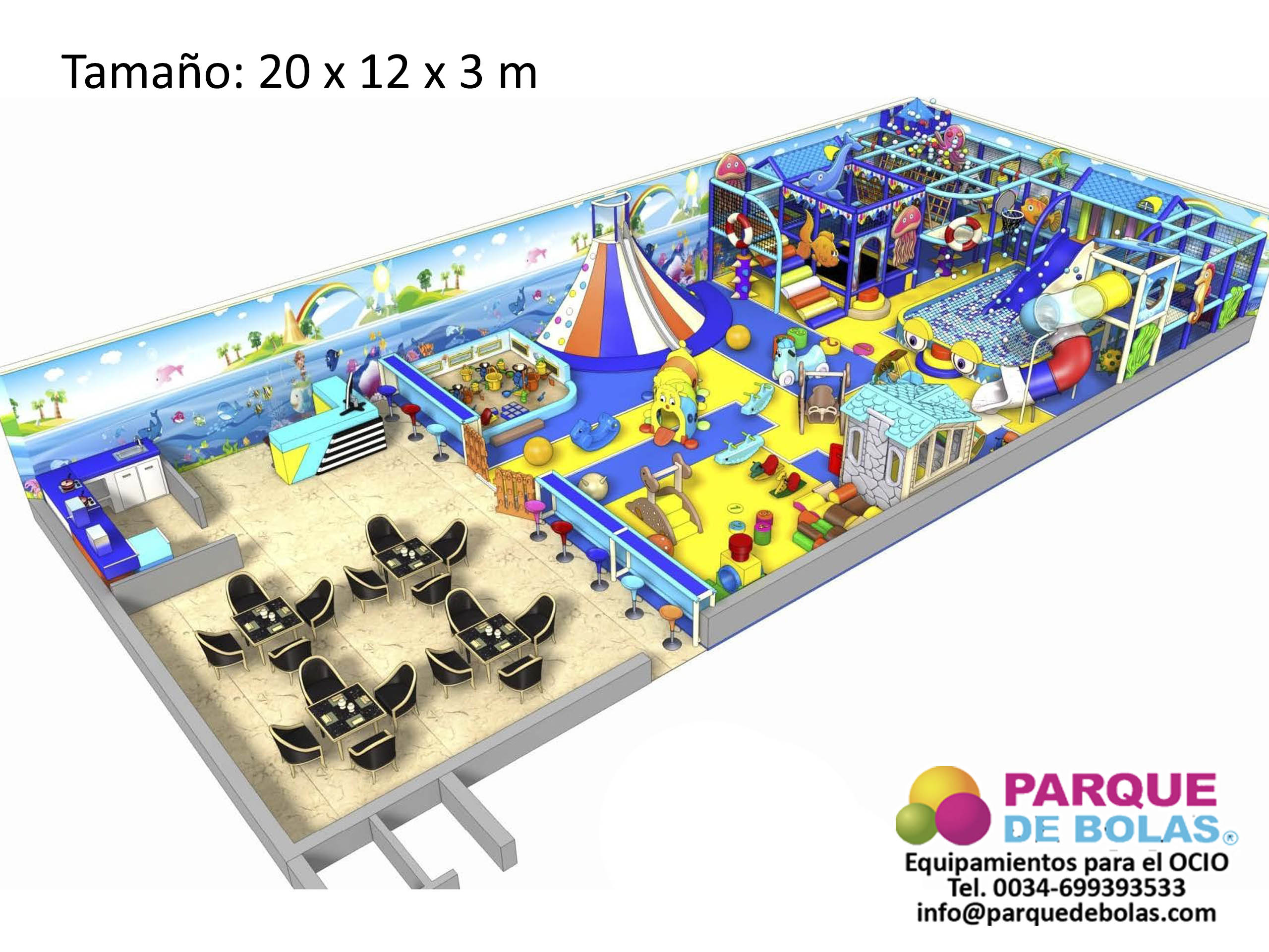Parque de bolas SPRING 20 x 12 x 3 m