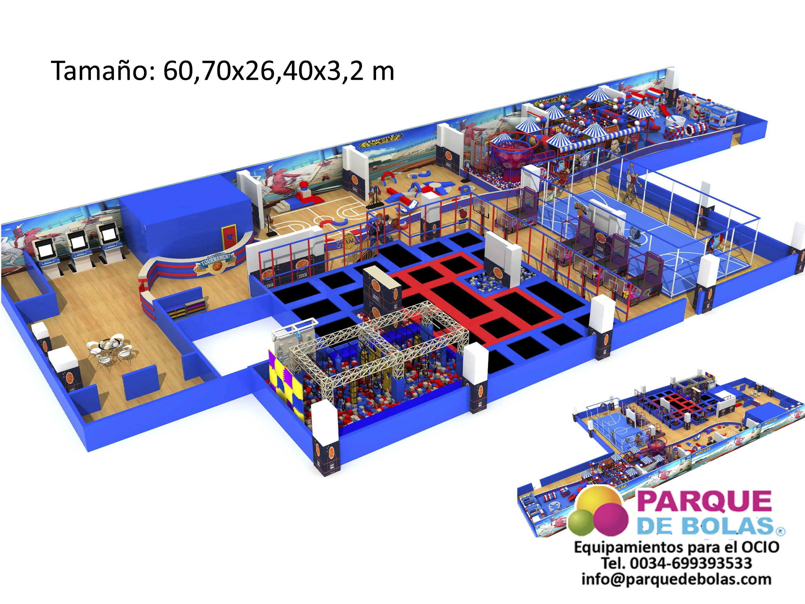 Parque de bolas SPORT 60,70 x 26,40 x 3,2 m
